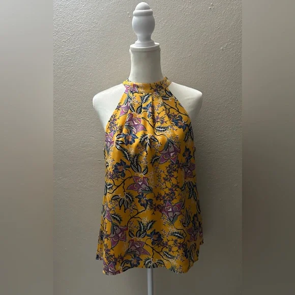 Maison Jules Yellow Floral Halter Top - Picture 1 of 4